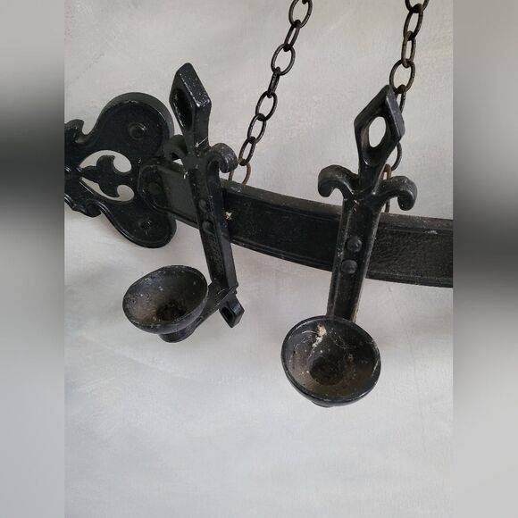 Vintage Curved 5 Candelabra Wall Sconce Candle Holder Metal Black  Gothic 27' - Picture 4 of 15